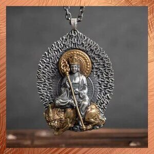 Praying Meditating Monk Bodhisattva Buddha Necklace / Pendant #1112